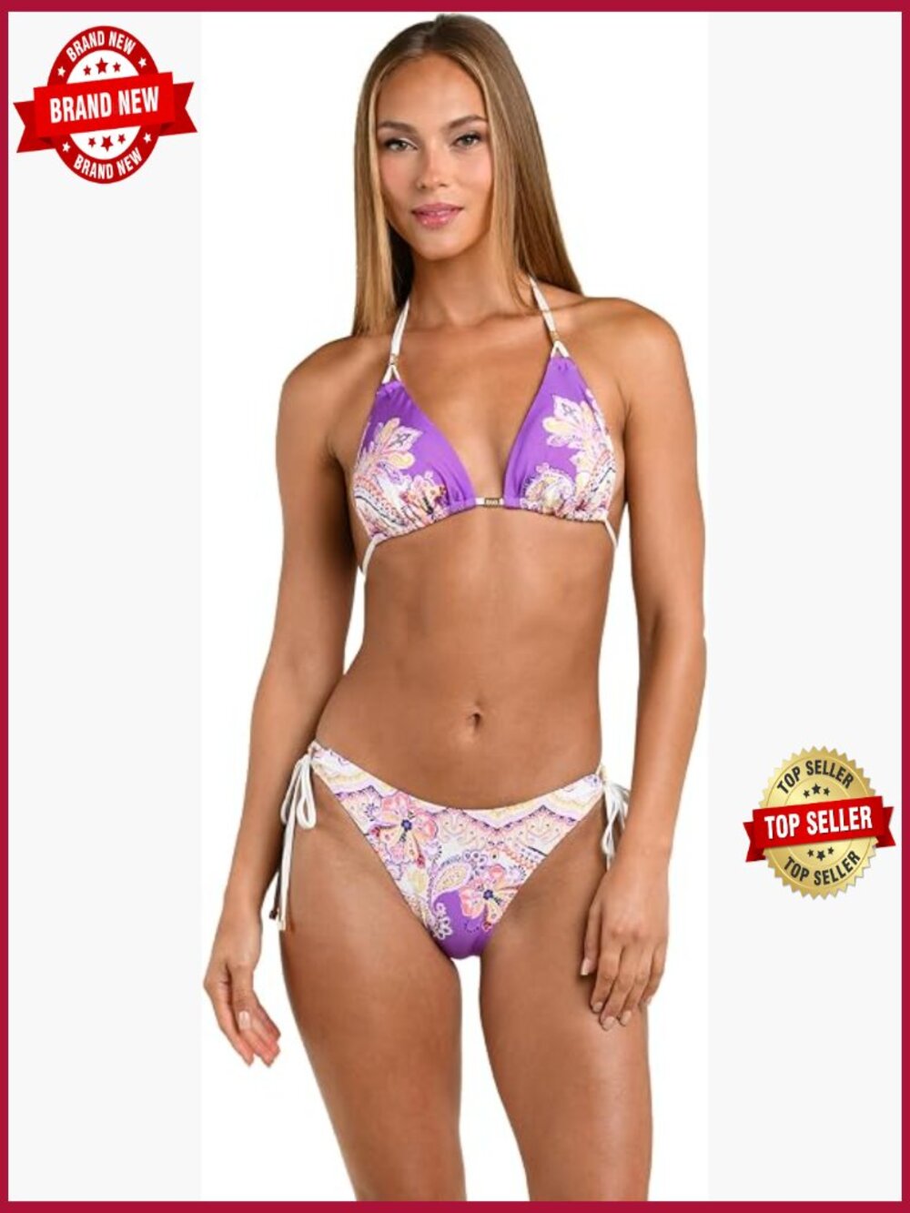 Triangle Halter Bikini Top with Adjustable Straps and Removable Cups